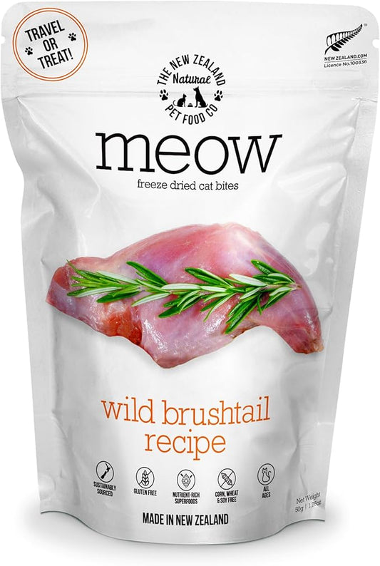 Meow Wild Brushtail Freeze Dried Raw Cat Food, Mixer, or Topper, or Treat - High Protein, Natural, Limited Ingredient Recipe 1.76 oz