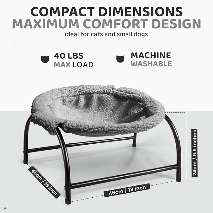 Elevated Cat Hammock Bed - Cozy Cat Hammocks for Large Cats, Versatile Cat Bed Hammock for Cats or Dogs, Extra Large Cat Hammock for Indoor Cats or Dogs, Raised Pet Hammock Cat Chair for Indoor Cats