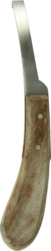 Curved Hoof Knife/Cleaner Narrow Right Narrow Blade Right Wooden Handle Curved