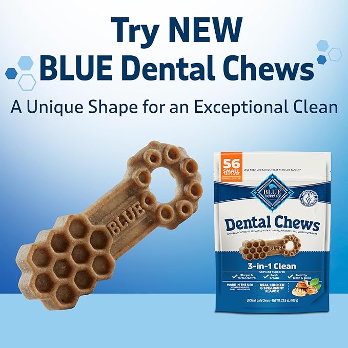 Blue Buffalo Dental Bones Regular Natural Dental Chew Dog Treats, (25-50 lbs) 12-oz Bag