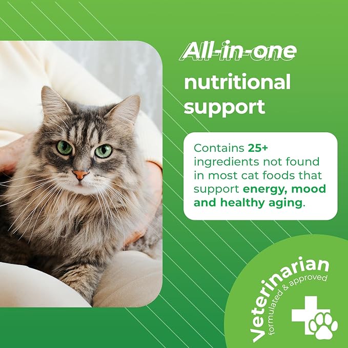 VetriScience Nu Cat Senior Multivitamin with Lysine for Cats - 30 Chews - Cat Supplements & Vitamins Designed to Support Heart, Eye and Brain Function, Immunity and Liver Health in Senior Cats