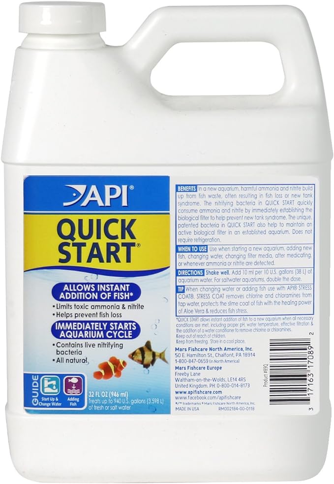 API QUICK START Freshwater and Saltwater Aquarium Nitrifying Bacteria 32-Ounce Bottle