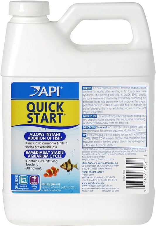 API QUICK START Freshwater and Saltwater Aquarium Nitrifying Bacteria 32-Ounce Bottle