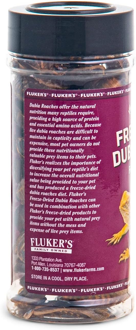 Fluker's Freeze Dried Dubia Roaches, Ideal for Lizards, Reptiles, Birds, Fish, Hedgehogs, 1.7 oz