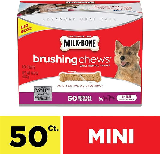 Milk-Bone Brushing Chews Daily Dental Dog Treats, Mini, 56 Count