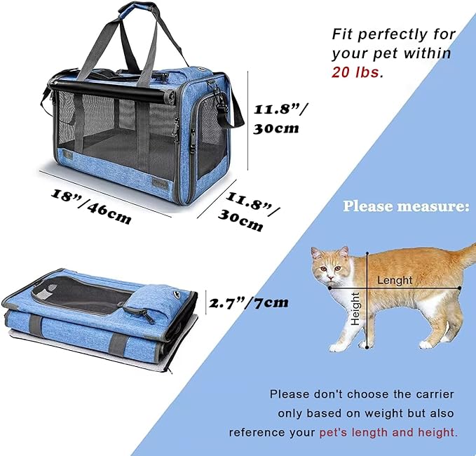 Pet Carrier for Large and Medium Cats, Soft-Sided Pet Carrier for Big Medium Cats and Puppy, Dog Carriers Cat Carriers Pet Privacy Protection Travel Carriers