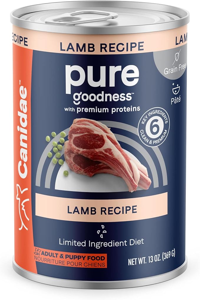 Canidae PURE Limited Ingredient Premium Adult Wet Dog Food, Lamb Recipe, 13 Ounce (Pack of 12), Grain Free