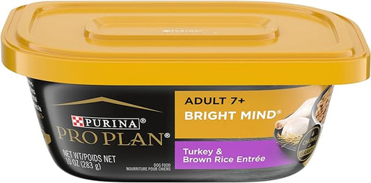 Purina Pro Plan Senior Dog Food Wet Gravy, BRIGHT MIND 7+ Turkey and Brown Rice Entree - (Pack of 8) 10 oz. Tubs