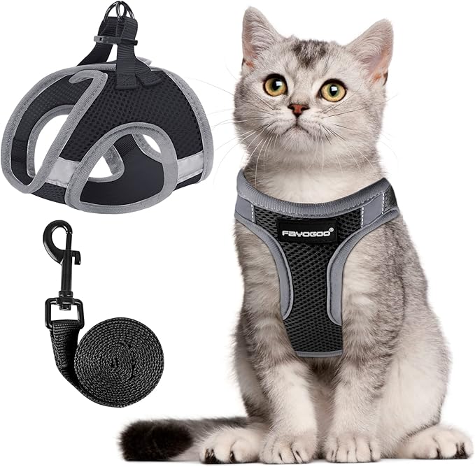 Cat Harness, Cat Leash and Harness Set for Walking Escape Proof, Harness for Small Cats/Small Dogs, Large Kitten/Puppy Harness and Leash, Harness for Cats S-XXL(Black, XX-Large)