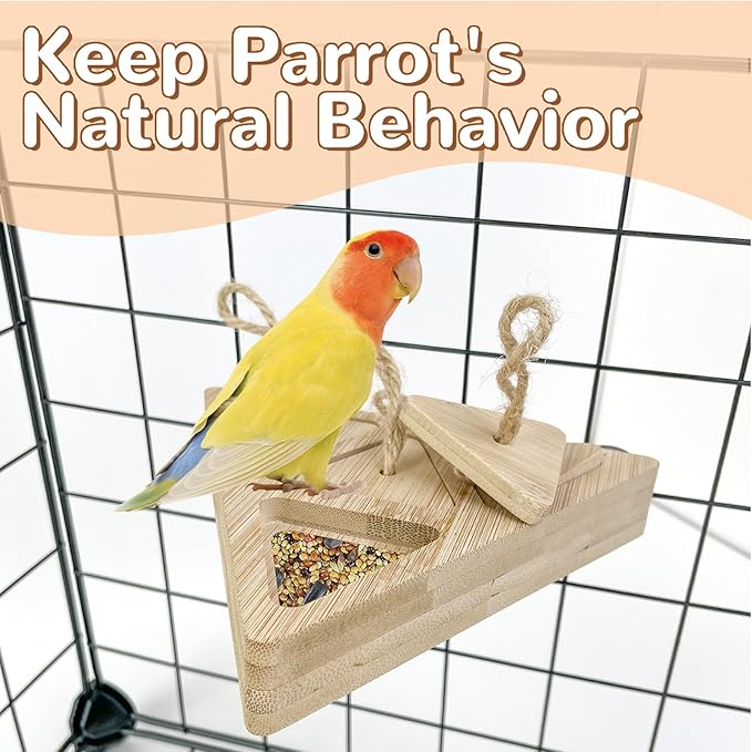 Wooden Bird Foraging Feeder Toy, Interactive Foraging Toys for Parrots, Parrot Chewing Toy, Bird Perches Stand for Parrots, Cockatoo, African Grey, Macaws, Amazon