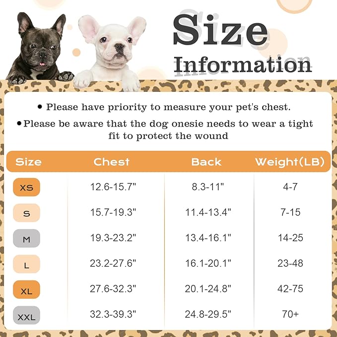 FUAMEY Recovery Suit for Dogs After Surgery,Soft Breathable Dog Bodysuit E-Collar & Cone Alternative Surgical Suit,Male Female Dog Neuter Spay Suits Anti Licking Wounds Onesie Brown Leopard M