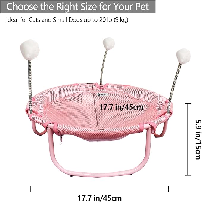 Cat Hammock Bed for Indoor Cats, Elevated Cat Bed for Dog/Cat Bed, Comfortable and Breathable Elevated Cat Bed, Detachable Portable Indoor/Outdoor Pet Bed for Cats and Small Dogs(Pink)