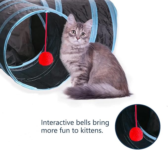 Cat Tunnel, Collapsible Tube with 1 Play Ball Kitty Toys, 3 Ways Cat Tunnels for Indoor Cats, Puppy, Kitty, Kitten, Rabbit