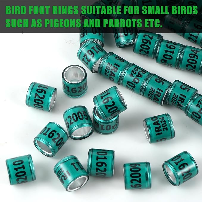 50Pcs Aluminium Pigeon Leg Rings with 2024 Training Identify Birds Leg Ring (Dark Green)
