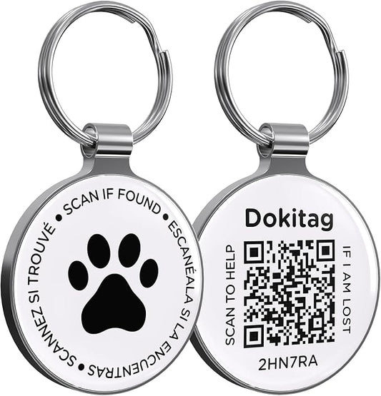 QR Code Pet ID Tag,QR Code Dog Tag，Dog ID Tag, Pet Online Profile - Scan QR Receive Instant Pet Location Alert Email, Lightweight Zinc Alloy Dog Tag (Black, Small)