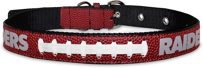 Pets First Tough Leather Pet Collar NFL Los Vegas Raiders Premium Dog Collar, Limited Edition,Best & Strongest Heavy-Duty Dog Collar!, oakland raiders,Medium (16-20''L& 1''W) (OAK-3081-MD)