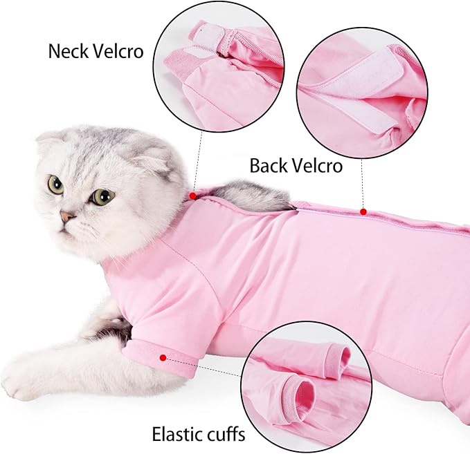 Cat Surgical Recovery Suit Professional for Male Female Dog Abdominal Wounds Cone E-Collar Alternative, Anti-Licking Or Skin Diseases Pet Surgical Recovery Pajama Suit, Soft Fabric Onesies for Cats