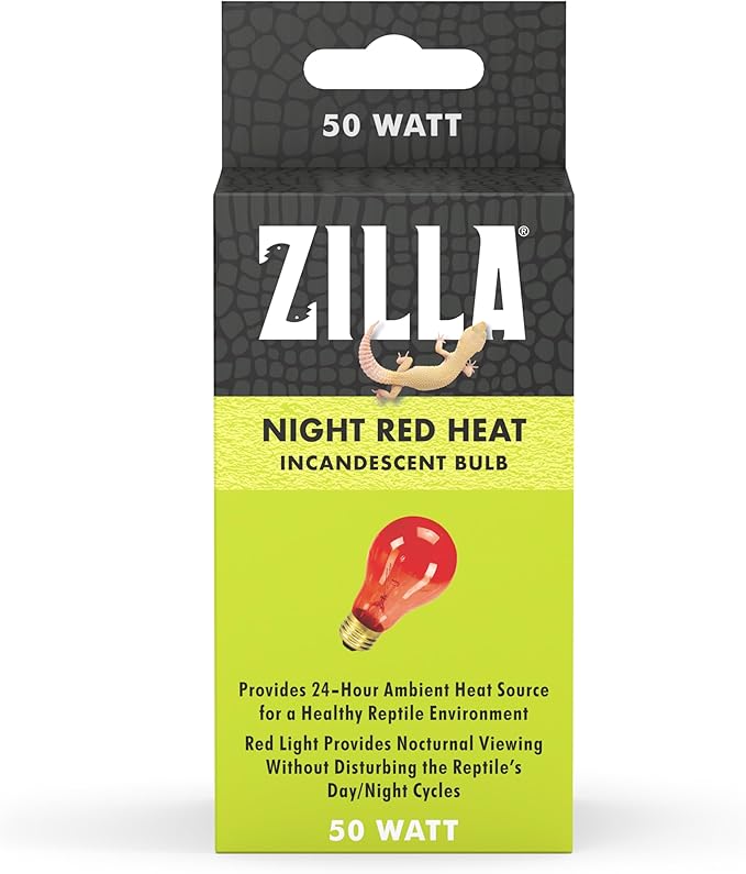 Zilla Reptile Terrarium Incandescent Heat Bulb, Night Red, 50 Watts