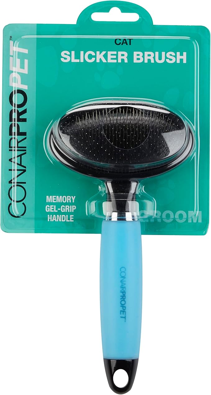 CONAIRPRO dog & cat Slicker Brush, Cat Brush for Shedding, Removes Tangles, Mats & Loose Hair, Firm Metal Pins for Effective Brushing, Memory Gel Grip Handle