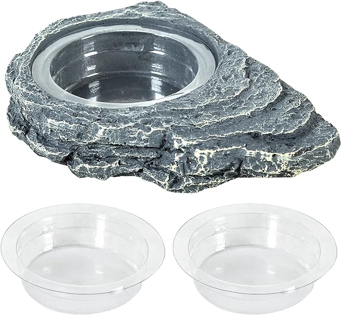 REPTIZOO Reptile Magnetic Feeder Ledge, Single Bowl Reptile Food Dish with 3PCS Feeding Cups Food Water Feeder for Crested Gecko Lizard Chameleon Pets