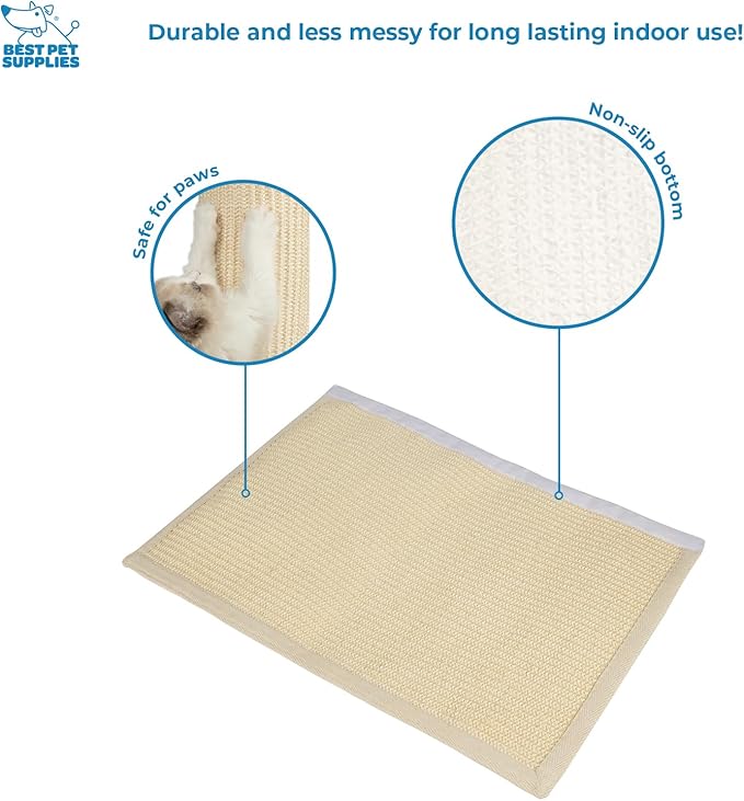 Best Pet Supplies Catify Hanging Log and Mat Scratchers for Indoor Cats, Fun and Interactive Indoor Play, Supports Natural Pet Behaviors, Heavy Duty - Cream