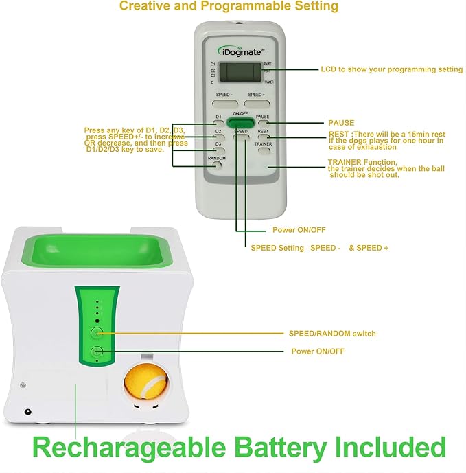 Ball Launcher for dogs, Automatic Dog Ball Thrower for Mini Dog with rechargeable (Small ball thrower for dogs with 3 Balls)
