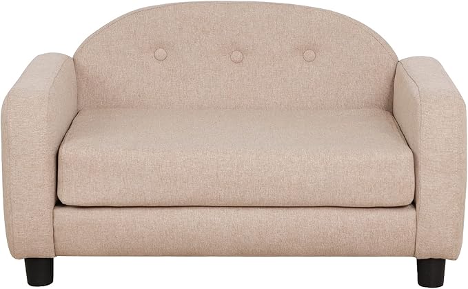 Dog Sofas and Chairs for Small Pet/Cat Sofa Bed with Wooden Frame/Bed for dogs with Linen Fabric/Cat Sofa Chair with Cushion/Dog Couch for Small Dog Rest Using (Beige)