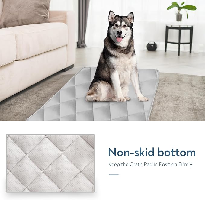Dog Crate Pad 2 Pack (36" x 23"), Soft Dog Crate Mat with Anti-Slip Bottom, Machine Washable Kennel Pad, Crate Mats for Dog Cages, Dog Bed for Crate, Fits 36 Inch Dog Crate, Grey