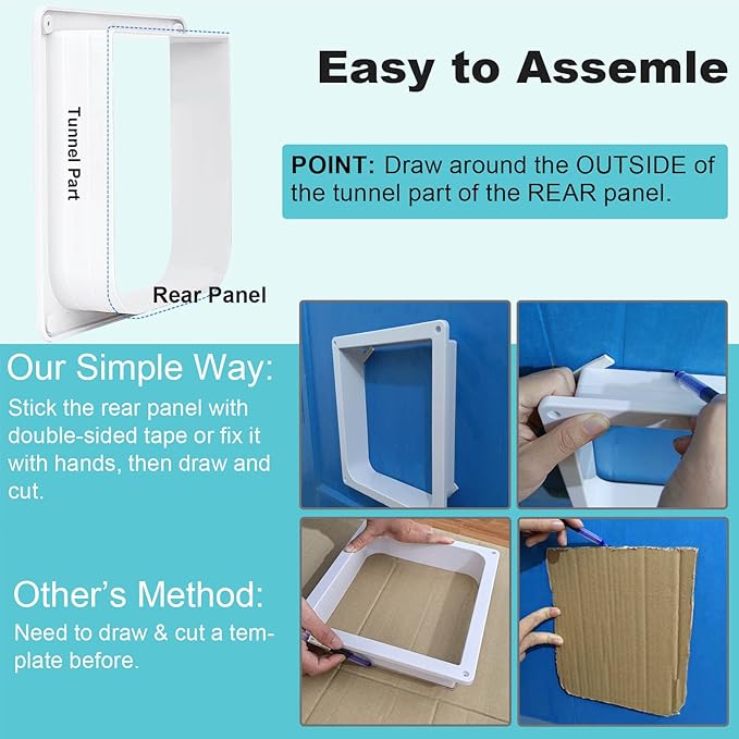 Cat Door, Safety Pet Door with 4 Way Lock, Weatherproof & Easy Installation Cat Flap Door for Interior Exterior Door, Window, Wall(Large, 7.28in x 7.48in Flap)