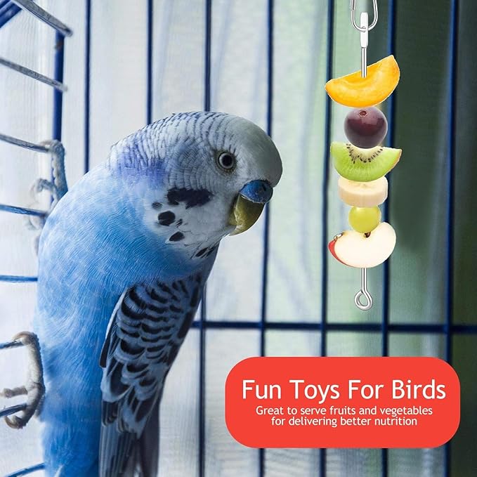 Bird Cage Food Holder Fruit Hanger 3Pcs, Parrot Fruit Vegetable Skewer Fruit Hanger Bird Cage Feeder Foraging Toy for Parakeet Budgie Macaw