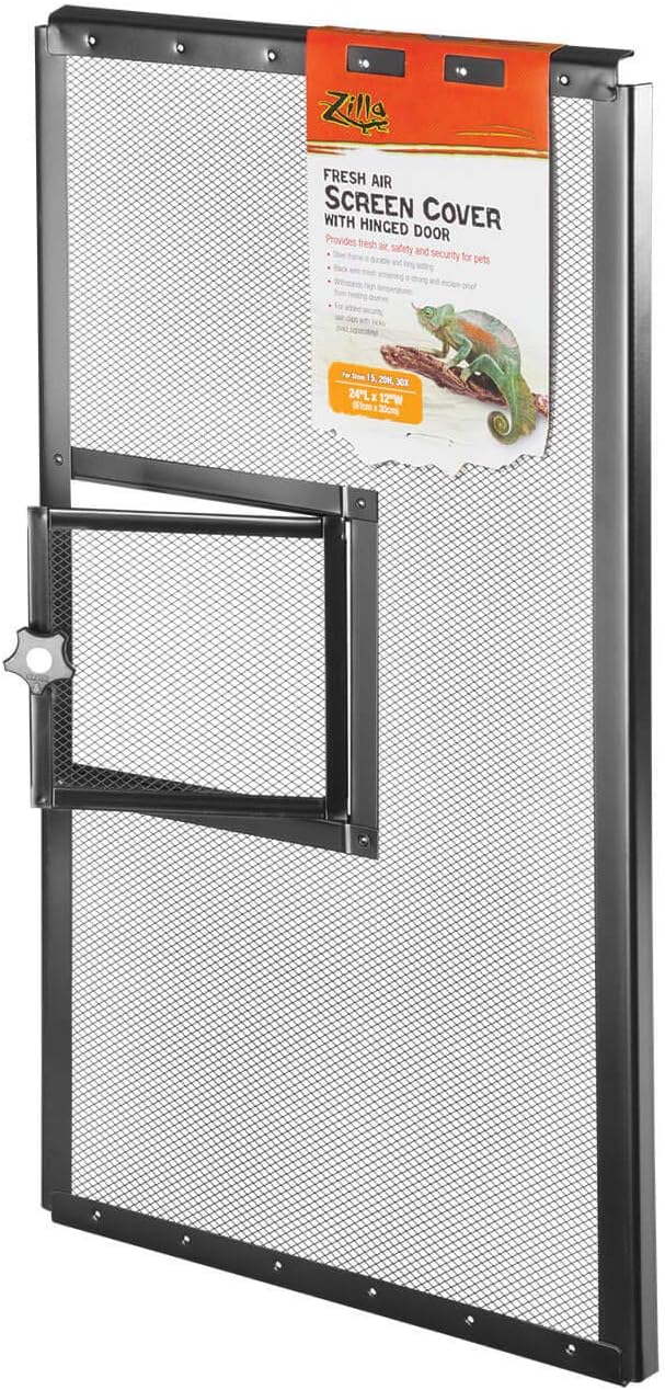 Zilla Fresh Air Terrarium Metal Screen Cover with Door (24 x 12 Inches)