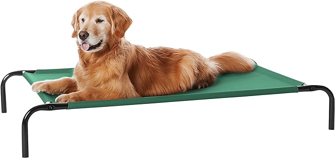 Amazon Basics Cooling Elevated Dog Bed with Metal Frame, Large, 130 x 80 x 19 cm (L x W x H), Green