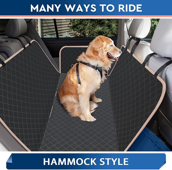 Dog Car Seat Cover Dog Seat Cover for Back Seat Scratch Prevention Dog Hammock Protects Against Dirt Dog Seat Covers for Cars Fits for Small SUVs and Trucks 60"x 64", Khaki