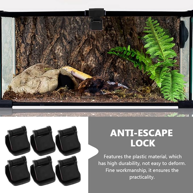 Totority 6pcs Cylinder Lock: Snake Tank Aquarium Clips Escape Screen Clip Snake Cage Clips Glass Cover Support Holder Plastic Turtle Tank Terrarium Cover Clips