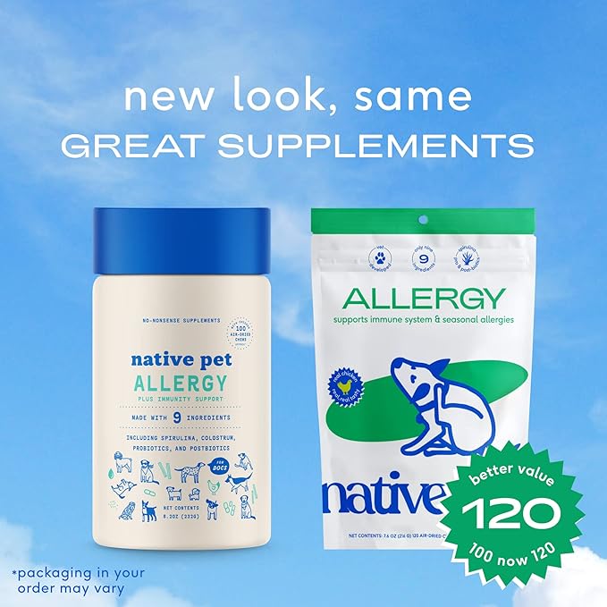 Native Pet Dog Allergy Chews – Natural Dog Skin Allergies Treatment – Anti Itch for Dogs - Dog Allergy Relief – Itch Relief & Allergy Support for Dogs – Dog Probiotics for Itchy Skin - 120 Chews