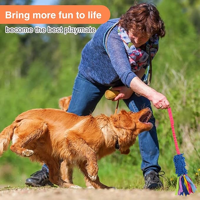 Dog Tug Toy,Dog Toys for Aggressive Chewers Dog Rope Toy with Strong Squeak - Easy to GRAP Large Dog Chew Toy Ideal for Training for Puppy, Middle Dog Play,Hand Made