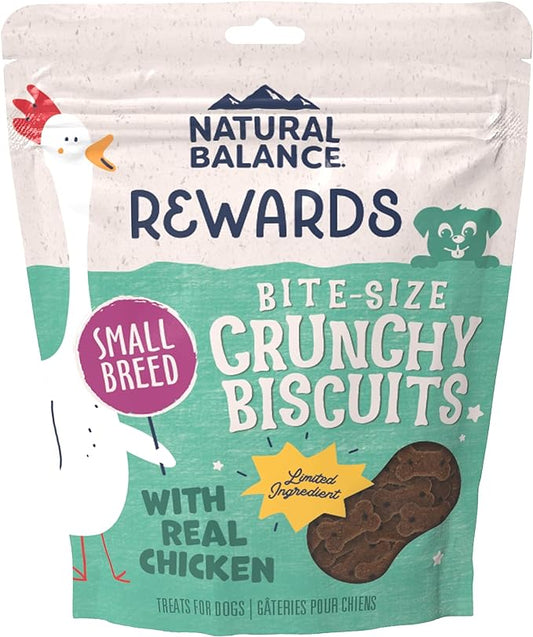 Natural Balance Limited Ingredient Rewards Crunchy Biscuits, Bite-Size Treats for Small-Breed Dogs, Made with Real Chicken, 8 Ounce (Pack of 1)