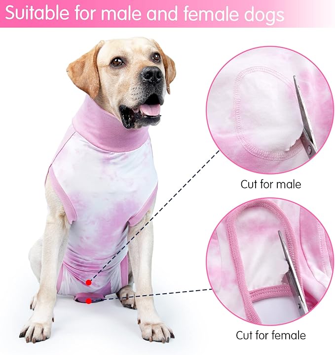 Dotoner Dog Recovery Suit Tie-Dye Pet Recovery Shirt Surgery Suit for Male Female Dogs Alternative E-Collar&Cone Protecting Abdominal Wounds Skin Disease Prevent Licking Wounds Dog Onesies