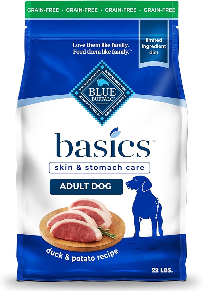 Blue Buffalo Basics Grain-Free Dry Dog Food for Adult Dogs, Limited Ingredient Diet, Duck Recipe, 22-lb. Bag