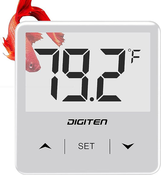 DIGITEN Aquarium Thermometer Digital Fish Tank Thermometer with Large LCD Display Stick On Water Terrarium Temperature Sensor Gauge for Reptiles Turtle Amphibians