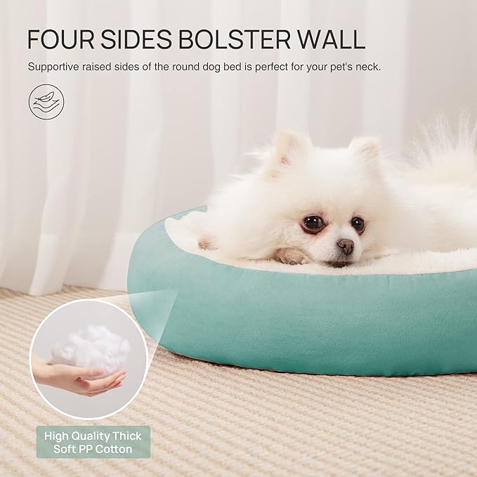 Love's cabin Round Donut Cat and Dog Cushion Bed, 20in Pet Bed for Cats or Small Dogs, Anti-Slip & Water-Resistant Bottom, Super Soft Durable Fabric Pet Beds, Washable Luxury Cat & Dog Bed Blue