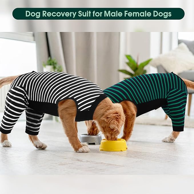 Kuoser Dog Recovery Suit for Back Legs, Soft Dog Surgery Suit with Sleeves to Stop Licking, Dog Recovery Sleeve Elbow Protector Pet Surgical Onesie for Abdominal Wounds, Dog Cone Alternative, Black M