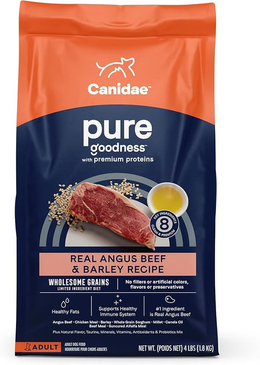 CANIDAE Pure Adult Dry Dog Food with Wholesome Grains, Real Beef & Barley Recipe, 4 lbs.