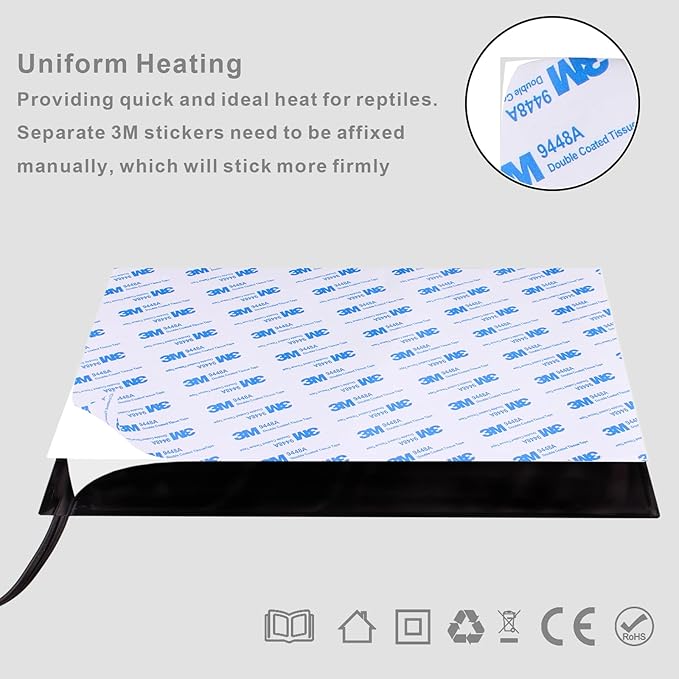 Aiicioo Reptile Heating Pad - 8W Under Tank Heater Terrarium Heating Mat Waterproof for Gecko Turtle Lizard Frog 6" X 8"