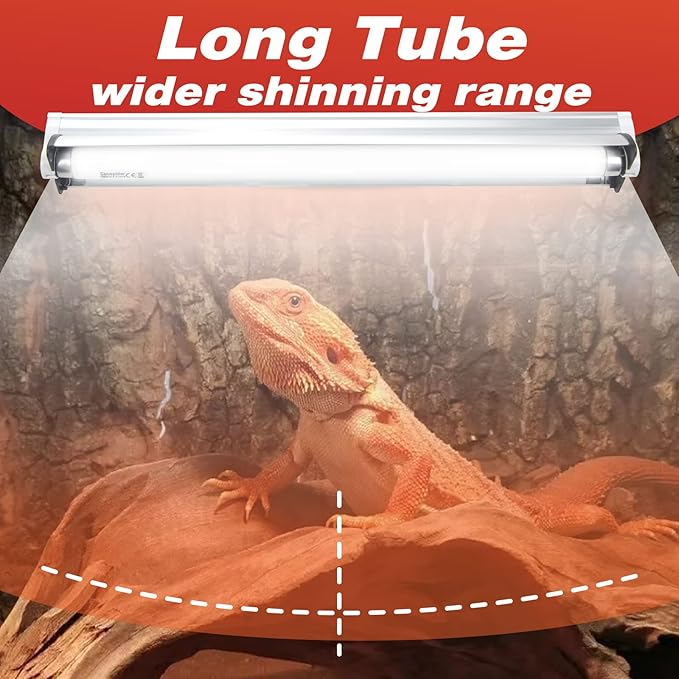 T8 Strip UVB Reptile Lighting Fixture with 18-Inch 15 Watt UVB 10.0 Fluorescent Bulb Combo Kit 10-Percent UVB Desert Pet Habitat Light for Reptiles Amphibian