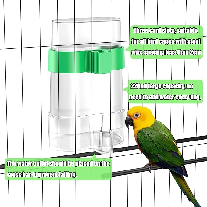 Bird Water Dispenser, Bird Cage Feeder, Parakeet Cage Accessories, 2 Pcs Automatic Bird Water Feeder for Budgies Cockatiel Lovebird Canary Finch