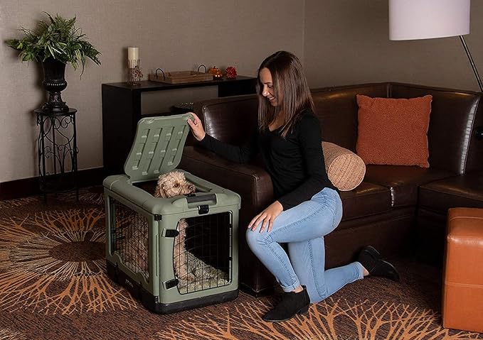 Pet Gear “The Other Door” 4 Door Steel Crate for Dogs/Cats with Garage-Style Door, includes Plush Bed + Travel Bag, No Tools Required, 3 Models, 3 colors