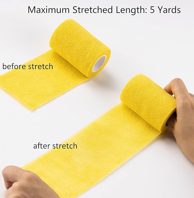 Self Adhesive Bandage Wrap 3 inch, Self Sticking Bandage Wrap, Wound Wrap Self Adherent for Wrist Ankle Sprains, Vet Wrap for Animals, 12 Pack