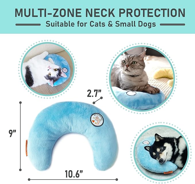 Cat Pillow, Dog Pillow, Claming Pillows for Small Dogs and Cats, Joint Relief Sleeping Improve Pet Neck Pillow， Deep Sleep Fluffy & Cozy Pet Calming Toy，Machine Washable(2 Pack(Blue&White))