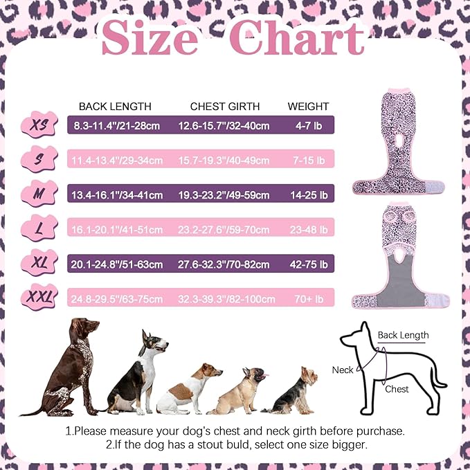 Kuoser Dog Surgery Recovery Suit, Recovery Suit for Female Male Dogs, Dog Onesie After Surgery Spay Neuter, Anti-Licking Pet Surgical Recovery Snugly Suit, Bodysuit for Abdominal Wounds Skin Disease